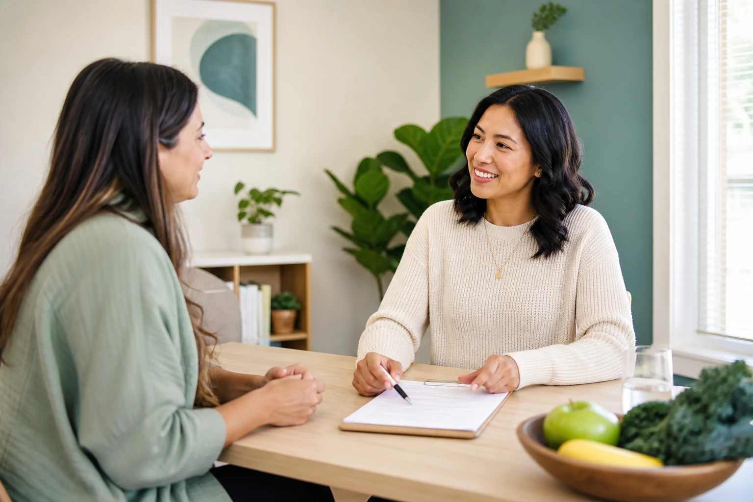 Patient having a collaborative first appointment with a registered dietitian