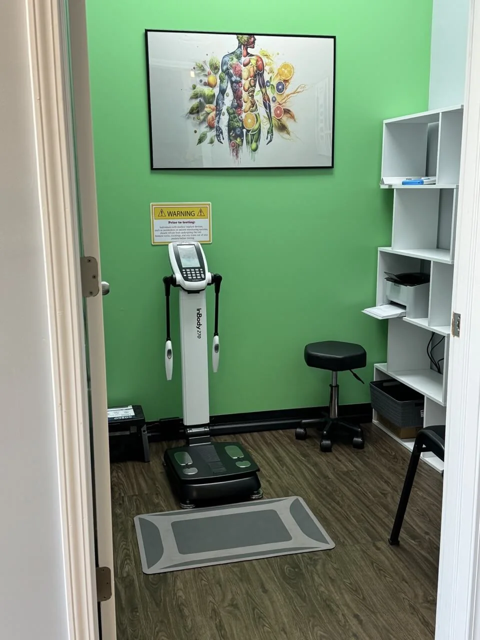 InBody body composition testing area at Healthy All Time Nutrition